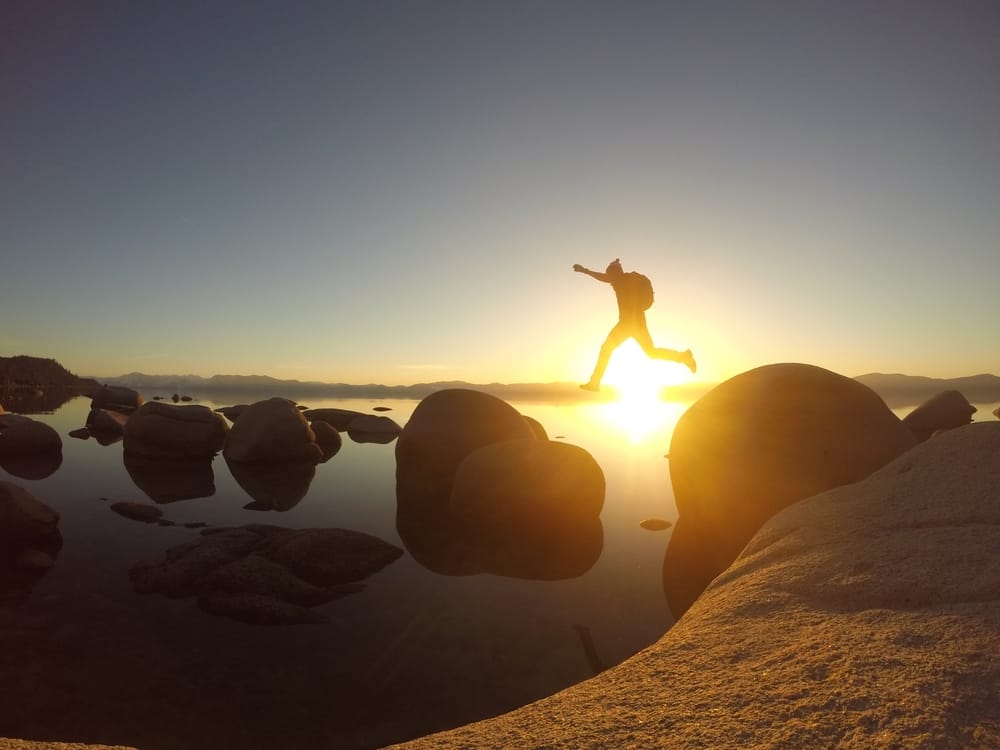 Leap,Of,Faith,On,Lake,Tahoe,,California.